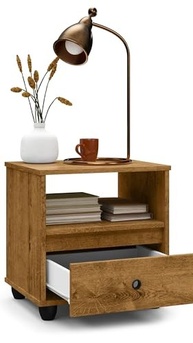 Kit 2 Mesas de Cabeceira Freijó com Gaveta - Design Retro Moderno para Quarto - imagem 5