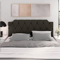 Conjunto Mesa de Cabeceira com Gaveta + Cabeceira Estofada para Cama Queen Size - Design Moderno Marrom - imagem 3