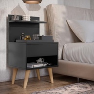 Mesa de Cabeceira Sleep com Gaveta e Pés Palito - Design Moderno e Organização no Quarto - imagem 3