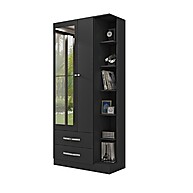 Guarda Roupa Solteiro Preto Fosco: Espelho e 2 Gavetas - imagem 2