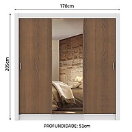 Guarda Roupa Casal Madesa Lyon: Espelho e 2 Gavetas - imagem 2