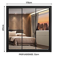 Guarda-Roupa Casal Madesa Lyon: 3 Portas Espelho e 2 Gavetas - imagem 2