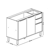 Balcão de Cozinha 120cm: 3 Portas e 2 Gavetas - imagem 2