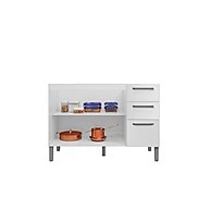 Balcão de Cozinha 120cm Branco com 3 Portas e 2 Gavetas - imagem 2