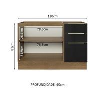 Balcão Gabinete de Pia Madesa Lux 120 cm: 2 Portas e 3 Gavetas - imagem 2