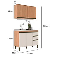 Cozinha Compacta Cecília 2 Peças: Elegância em 4 Portas e 3 Gavetas - imagem 2