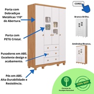 Guarda Roupa Infantil Uli: 4 Portas e 3 Gavetas - imagem 2