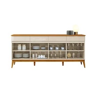 Buffet Aparador Giorgia 187cm 4 Portas 4 Gavetas em Madeira Maciça | Design Offwhite e Cedro - imagem 5