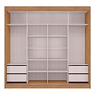 Guarda-Roupa Casal Seul com Espelho – MDF 2 Portas e 4 Gavetas - imagem 2