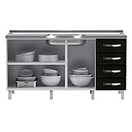 Balcão de Cozinha Star New: 3 Portas, 4 Gavetas - imagem 2