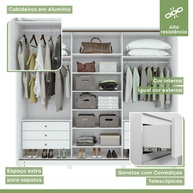 Guarda Roupa Casal Spazio: 3 Portas, Espelho e 6 Gavetas - imagem 2
