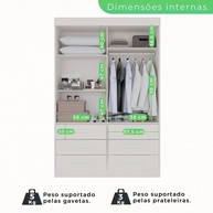 Guarda Roupa Solteiro Luana: 2 Portas e 6 Gavetas - imagem 2