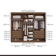 Guarda Roupa Casal Cacau: 6 Portas e 8 Gavetas - imagem 2
