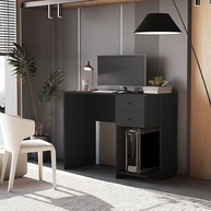Escrivaninha com Suporte para CPU e 2 Gavetas - Mesa Moderna para Estudo e Trabalho (Preto) - imagem 3