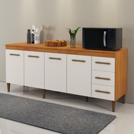 Balcão Atenas 4 Portas e 3 Gavetas Kaiki Móveis Nature/off White - Organização e Estilo para sua Cozinha - imagem 1