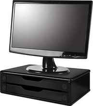 Suporte de Monitor 2 Gavetas, Mdf Preto (Black Piano) - Souza & Cia - imagem 2