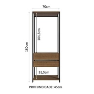 Guarda-Roupa Closet Modulado Valencia 2 Gavetas 70cm Rustic/Preto - Organize seu Espaço com Estilo - imagem 4