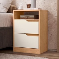Mesa de Cabeceira Sole com 2 Gavetas e Nicho – Design Moderno em Freijo e Off White - imagem 3