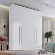 Guarda-Roupa Solteiro 4 Portas 3 Gavetas Paris Plus Branco – Organização Moderna e Estilo para seu Quarto - imagem 2