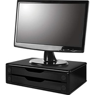 Suporte de Monitor 2 Gavetas, Mdf Preto (Black Piano) - Souza & Cia - imagem 1