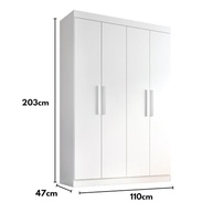 Guarda-Roupa Solteiro Lisboa 4 Portas 2 Gavetas Branco – Organização Moderna e Estilo para Seu Quarto - imagem 3