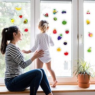 Gel Adesivo de Frutas para Janela - 20 Peças Reutilizáveis com Design Colorido para Decoração e Brincadeiras - imagem 3