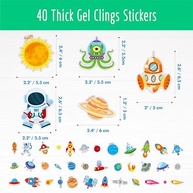 40 Adesivos de Gel Espacial Reutilizáveis - Planetas, Foguetes e Astronautas para Decoração Infantil - imagem 3
