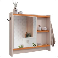 Armário com Espelho e Ganchos para Banheiro Genova - Design Moderno Off White - imagem 2