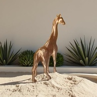 Escultura Decorativa Girafa Geométrica 20cm | Estatueta Preta Moderna com Acabamento Dourado - imagem 3