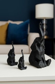 Kit Elefante Decorativo Minimalista – 3 Peças Geométricas Modernas com Estilo Sofisticado (Preto) - imagem 2