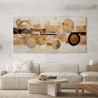 Quadro Decorativo Geométrico 100x50cm - Design Abstrato Bege e Marrom para Sala, Quarto e Hall - imagem 2