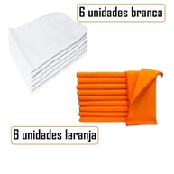 Kit 12 Flanelas Branca e Laranja 28x38cm - Reutilizáveis e Absorventes para Limpeza Geral - imagem 4