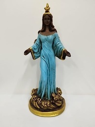 Imagem em Gesso Orixá Iemanjá Envelhecida com Azul - Modelo 006 - 30 cm - imagem 2