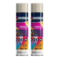 Tinta Spray 400ml Branco Brilhante Uso Geral em Aço Ferro Couro Gesso Cerâmica | Universo | Kit 02 un - imagem 1