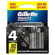 Gillette Mach3 Carbono: 4 Refis para um Barbear Impecável - imagem 1