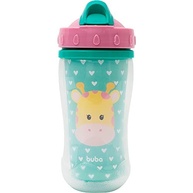 Buba Copo Parede Dupla com Canudo Animal Fun - Girafa Colorida | 320ml Atóxico e Livre de BPA - imagem 2