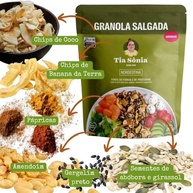 Tia Sônia, Granola Salgada Chips Banana Sementes Girassol Abóbora Kit 200g cada Nordestina Tia Sônia Premium - imagem 4
