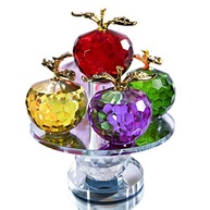Maçã de Cristal Decorativa com Base Giratória - Estátua de Maçã Facetada 5 Cores para Decoração de Mesa - imagem 2