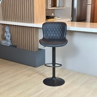 Kit 3 Banquetas Giratórias Pretas para Cozinha Americana e Balcão com Encosto Ergonômico e Costura Diamantada - imagem 3