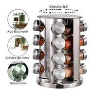 Porta Temperos Giratório em Aço Inox e Vidro - 16 Compartimentos para Cozinha Organizada - imagem 5