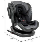 Cadeira Auto Kikkaboo Stark Isofix 360° Grupo 0+/1/2/3 (0-36kg) Cinza Escuro - Segurança e Conforto Giratório - imagem 3