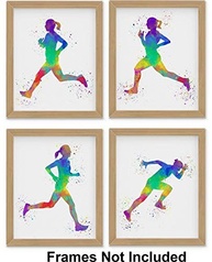 Conjunto de 4 Impressões de Arte de Parede Girl Runner 20x25cm - Design Abstrato para Corredores e Atletas - imagem 4