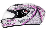 Capacete Mixs Fokker Feminino Racing Girls 56 Branco/Rosa - Segurança e Estilo para Você! - imagem 1