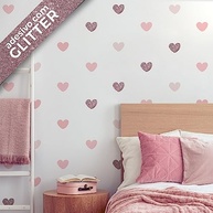 Adesivo de Parede Corações Rosa com Glitter para Quarto de Menina - 60 Unidades Decorativas com Brilho - imagem 2