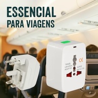 Kit 2 Adaptadores de Tomada Universal para Viagens Internacionais - Padrão Global Bivolt - imagem 5