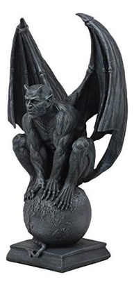 Estátua de Lúcifer Satanás Agachado no Globo - Escultura Apocalíptica 29,8cm - imagem 5