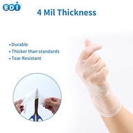 EDI Clear Powder Free Vinyl Glove,4.3 mil,Disposable glove,Industrial Glove,Clear, Latex Free and Allergy Free, Plastic, Work, Food Service, Cleaning,100 gloves per box (1000, large) - imagem 4