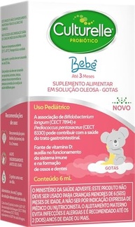 Culturelle Probiótico Gotas, Com 2 Cepas Probióticas, Sem Glúten, Sem Lactose, Para Bebês de até 3 meses, Sem Sabor, 6 ml - imagem 2