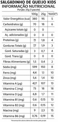 Salgadinho Kids sabor Queijo Sem Glúten Sem Leite Belive 25g - imagem 3