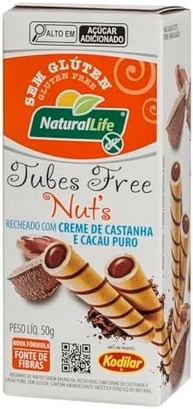 Tubes Free Natural Life - Recheado com Creme de Castanha e Cacau - Sem Glúten - 50g - imagem 4